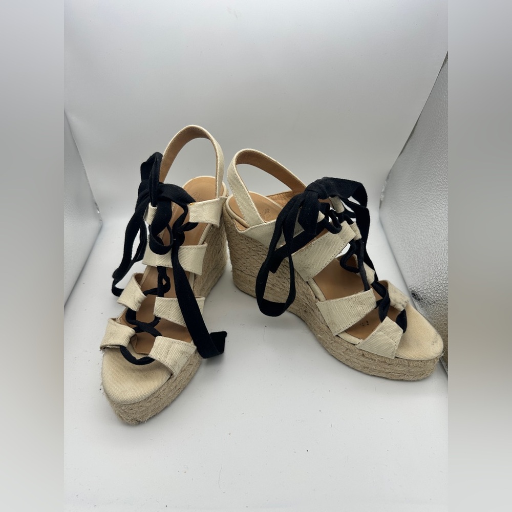 Castanet Size 39 Espadrilles Sandals with Black Lace up tie - Picture 6 of 9